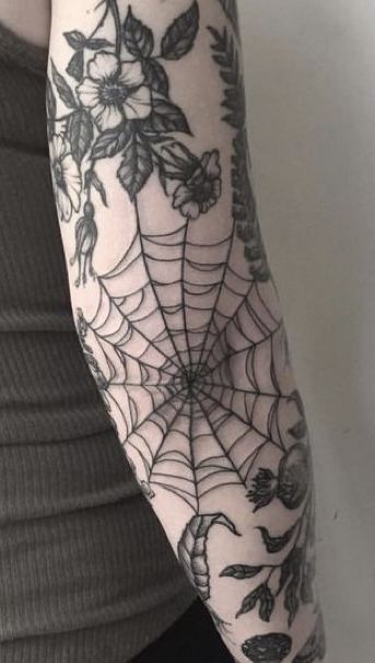 Spiderweb Floral Tattoo, Tatting, Tattoo Ideas, Tattoos, Floral