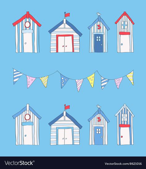 Hut Images, Print Design Trends, Beach Huts, Art Beach, Marianne Design, Beach Scene, Beach Hut, Baby Art, Beach Print