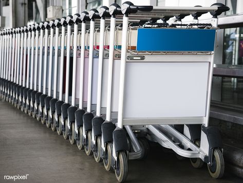 Luggage trolley at the airport with sign mockup | free image by rawpixel.com / Jira Sign Mockup Free, Airplane Interior, Supermarket Trolley, Airport Luggage, Christmas Party Poster, Signage Board, Wooden Backdrops, Billboard Mockup, Graphics Design Ideas