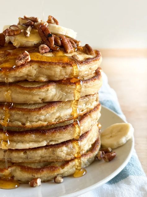 Sourdough Banana Pancakes - Made in Motherhood Banana Sourdough Pancakes, Sourdough Discard Banana Pancakes, Made In Motherhood, Sourdough Banana Pancakes, Best Gluten Free Pancakes, Banana Egg Pancakes, Sourdough Pancakes Recipe, Egg Free Pancakes, Sourdough Banana