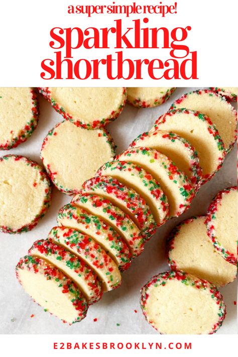 Sparkling Shortbread | e2 bakes brooklyn Sparkle Shortbread Cookies, Short Bread Cookie Recipe Christmas, Colored Shortbread Cookies, Shortbread Swirl Cookies, Shortbread Sprinkle Cookies, Santa Whiskers Cookies, Shortbread Cookies Variations, Shortbread Cookies With Sprinkles, Shortbread Spritz Cookies