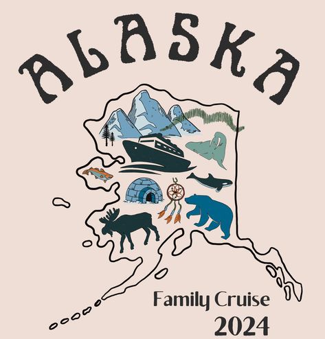 The rugged beauty of Alaska through a hand-drawn, detailed map. It highlights iconic landmarks such as Denali, the tallest peak in North America, and the breathtaking fjords of Glacier Bay National Park. Captures the essence of Alaska's wilderness. #bear #igloo #moose #alaska #map #alaskamap #travel #cruise #family #familycruise #cruisesquad Alaska Drawing, 2024 Bujo, Denali Alaska, Alaska Wilderness, Alaska Map, Alaska Glaciers, Alaska Wildlife, Glacier Bay National Park, Travel Cruise