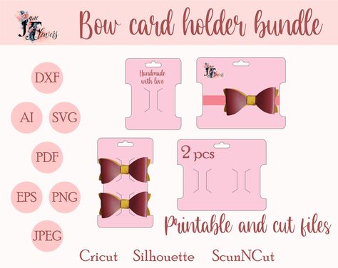 Hair Bow Display, Bow Display, Cricut Templates, Pattern Hair, Card Svg, Diy Business Cards, Hair Bow Holder, Card Templates Free, Earring Card