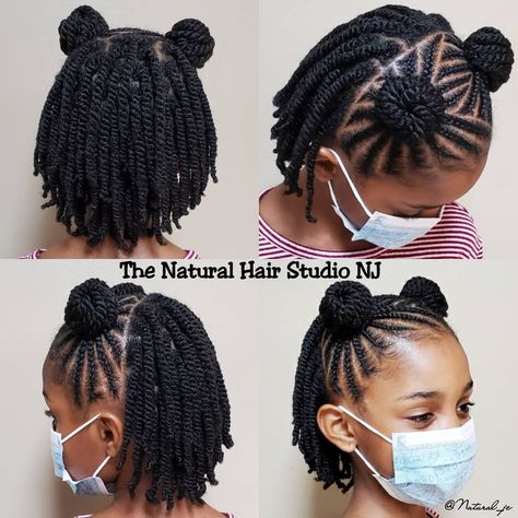 Jennifer Cherilus on Instagram: “Front Kid Cornrow Buns, Back Two Strand Twists. No added hair. #thenaturalhairstudionj #natural_jc” Front Cornrows, 4a Hairstyles, Toddler Braided Hairstyles, Cabello Afro Natural, Kid Hair, Lil Girl Hairstyles, Kid Braid Styles, Two Strand Twists, Toddler Hairstyles Girl