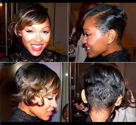 Back view Meagan Good Short Hair, Black Hairstyles For Round Faces, Good Hairstyles, Megan Good, Short Sassy Haircuts, Meagan Good, Makeup Tip, Cool Short Hairstyles, Short Brown Hair