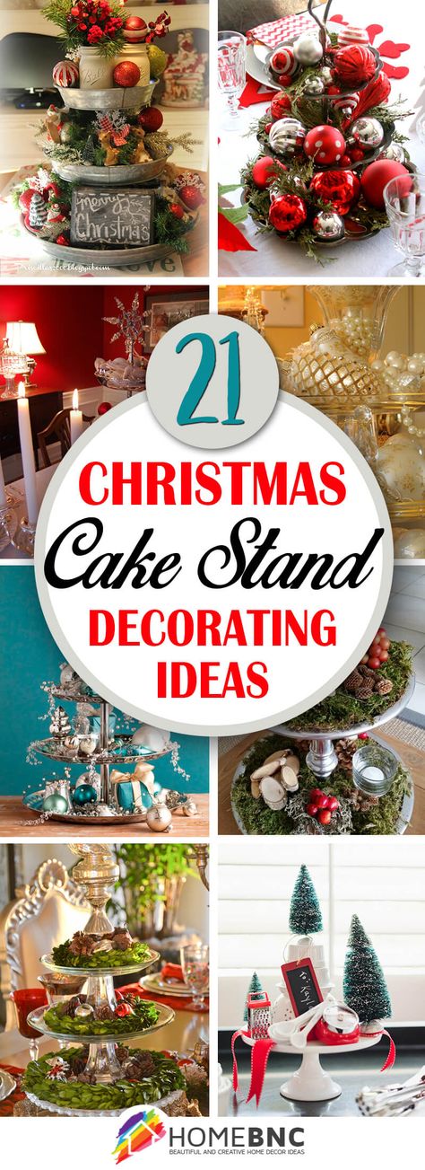 Cake Stand Decorations How To Decorate A Cake Stand, Christmas Cake Stand Decorating Ideas, Cake Stand Christmas Decor, Best Christmas Cake, Cake Stand Centerpiece, Christmas Cake Stand, Christmas Table Decorations Diy, Cake Stand Decor, Diy Christmas Table