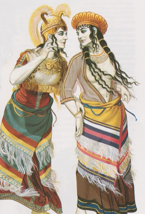 Minoan Women, Minoan Fashion, Ancient Minoan, Sea Peoples, Minoan Art, Greek History, Greek Mythology Art, Mythology Art, Bronze Age