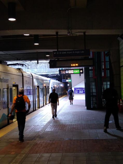 This is one of the Light Rail stops in the tunnels of Seattle | #lightrail #tunnel #seattle #thebeautyineverything #personalphoto Seattle Light Rail, Light Rail, Rock Bottom, Money Box, Personal Photo, Photo Dump, The Light, Times Square, Seattle