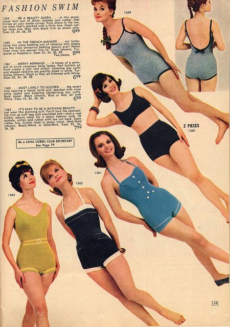 Cute one-piece bathing suits from Lana Lobell, 1962. #vintage #1960s #summer #fashion #catalogs Mademoiselle Magazine, Vestidos Pin Up, Fashion Swimsuit, Arte Pin Up, 1960's Fashion, Vintage Bathing Suits, Fashion 1960s, Vintage Swim, Vintage Swimsuit