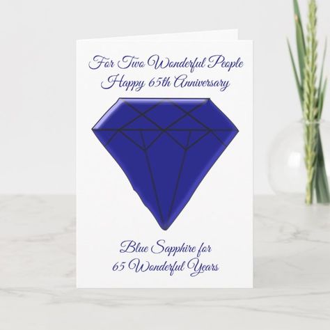 Sapphire Personalised 65th Wedding Anniversary Card 65 Th Wedding Anniversary, 65th Anniversary Cards, 65 Anniversary Logo, 65th Wedding Anniversary, 65th Anniversary, Free Birthday Invitation Templates, Free Birthday Invitations, Wedding Anniversary Cards, All Craft