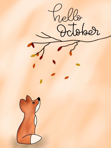 October Diary Ideas, October Journal Cover, October Monthly Spread, October Watercolor, October Bullet Journal Cover, Watercolor Bullet Journal, Planner Ideas Weekly, Fox Journal, October Bullet Journal