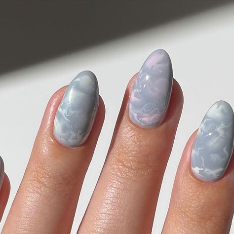 𝗦𝗶𝗺𝘂 ♡ on Instagram: "Storm clouds nail art🥹🫧☁️ swipe left for tutorial👀  Using @myleebeautyofficial   rings @bohomoon - code ‘10simlynail’ for 10% off  *paid to create ____ #nailart #bloominggel #nailinspo #gelnails #cutenails #nailsofinstagram #nailideas #naildesign #nailtutorial #prettynails #naillove" Sky Inspired Nails, Storm Cloud Nails, Cloud Nail Ideas, Rainy Nail Art, Nail Cloud Design, Rain Inspired Nails, Rain Cloud Nails, Dusty Blue Nails With Design, Sky Nails Design