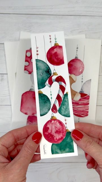 Watercolor Christmas Cards Diy, Painted Christmas Cards, Watercolour Christmas, Relaxing Evening, Christmas Card Art, Watercolor Bookmarks, Diy Watercolor Painting, Watercolor Christmas Cards, Paint Cards