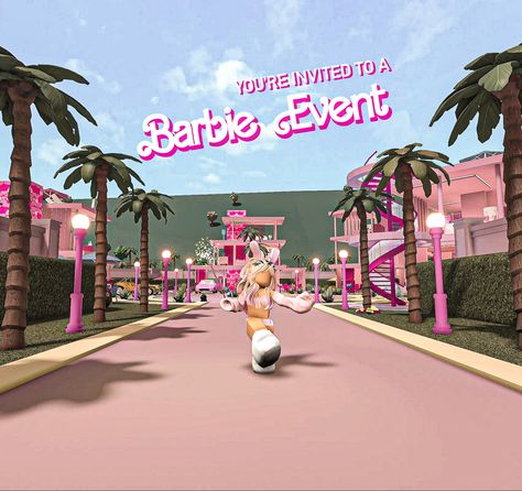 Barbie Land Bloxburg, Bloxburg Barbie House, Barbie Dream House Bloxburg, Dream House Tour, The New Barbie Movie, Barbie Land, Roblox House, Decals Codes, Bloxburg Modern