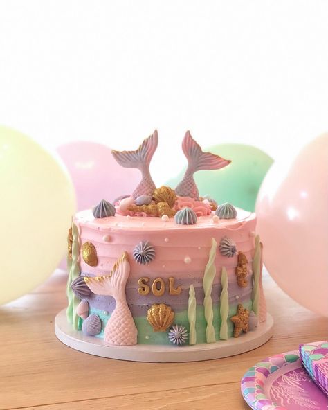 Mermaid Cake with ombre pastel colors Mermaid Cakes, Mini Cake, Mini Cakes, Pastel Colors, Mermaid, Pastel, Cake, Quick Saves, Color