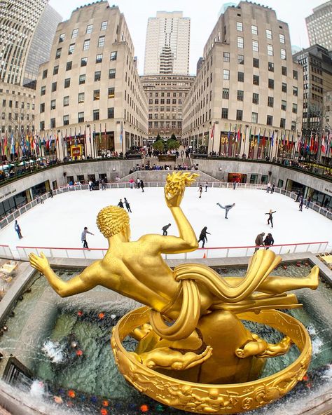 Noel Y. C.🇵🇭🇺🇸 on Instagram: “Prometheus at the Rockefeller Plaza. **********************************************Prometheus is said to be the best-known sculpture in…” The Rink At Rockefeller Center, Ice Skating At Rockefeller Center, New York Rockefeller Center Christmas, Christmas Tree Rockefeller Center, 30 Rockefeller Plaza, Bronx Nyc, New York City Map, New York Hotels, New York City Fc