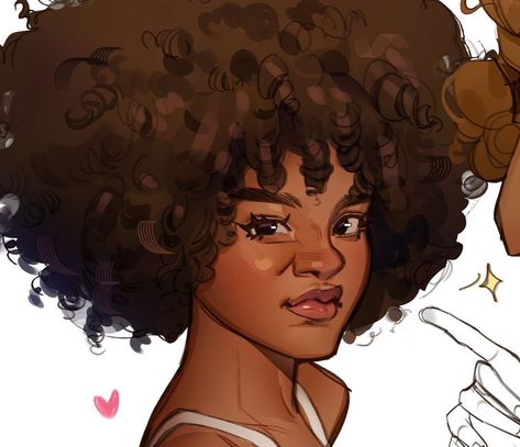 Likehoodart Drawing, Poc Drawings Girl, Hair Refrences Art, Coily Hair Drawing, Y2k Art Pfp, How To Draw Curls, 2023 Curly Hair, Afro Drawing, Likelihood Art