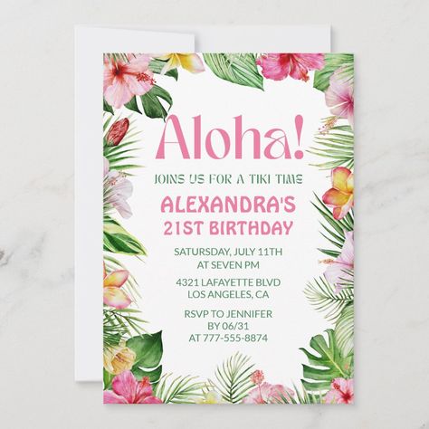 21st birthday invitations Tropical Party Tiki Time 21st Birthday Party Invitations, 65th Birthday Invitations, 75th Birthday Invitations, 90th Birthday Invitations, 70th Birthday Invitations, 80th Birthday Invitations, 21st Birthday Party, Hawaiian Birthday Party, 33rd Birthday