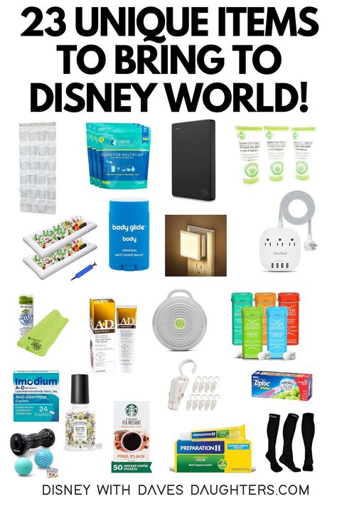 Here are 23 unique things to bring to Disney World that you probably didn't think of! Don't forget to put these items on your packing list. Packing Disney World, What To Pack For Disney World With Kids, Disney Amazon List, Things To Pack For Disney World, Disney World Packing List 2024, Disney Must Haves Packing Lists, Disney Packing List Families, Disney World Must Haves, Disneyworld 2024