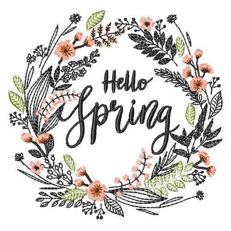 Hello Spring Wreath - 4x4 - Products - SWAK Embroidery Easy Embroidery Spring Embroidery Designs, Machine Embroidery Designs Monogram, Spring Embroidery, Machine Embroidery Designs Projects, Embroidery Modern, Craft Embroidery, Quilting Software, Diy Shop, Sewing Embroidery