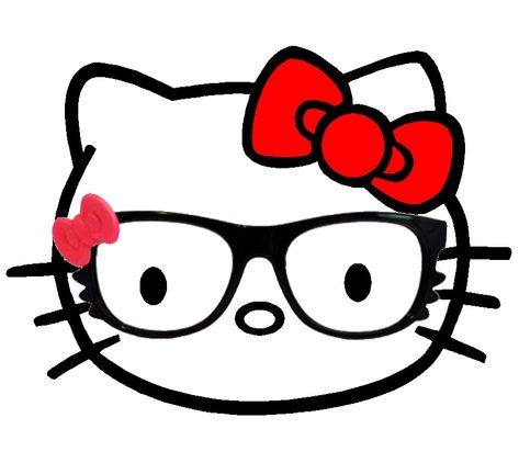 Cat With Hello Kitty, Hello Kitty Symbol, Hello Kitty Glasses, Kitty Aesthetic, Beach Icon, Hello Kitty Aesthetic, Wearing Glasses, Valentine Cards, Cat Pin