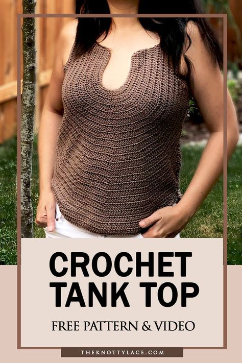 If you're looking for a new and fun way to crochet a modern and trendy tank top, then I guarantee you will have fun with this one. Grab this free pattern or watch the video tutorial Crochet Tank Top Free, Summer Crochet Patterns Free, Crochet Tee, Crochet Tank Tops, Tank Top Pattern, Crochet Crop Top Pattern, Crochet Ladies Tops, Summer Tank Top, Crochet Tops Free Patterns