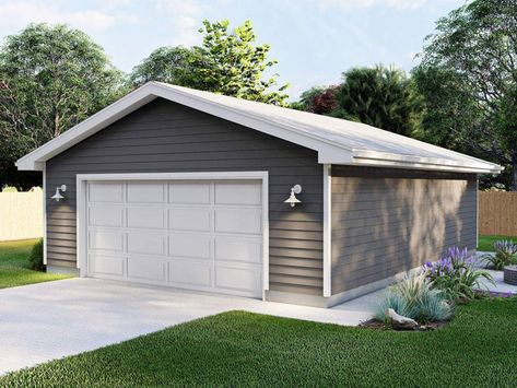 050G-0161: Boat Storage Garage Plan Side Garage, Garage Door Sizes, Land Ideas, 2 Car Garage Plans, Advanced House Plans, Garage Plans Detached, Backyard Barn, Storage Garage, Garage Exterior