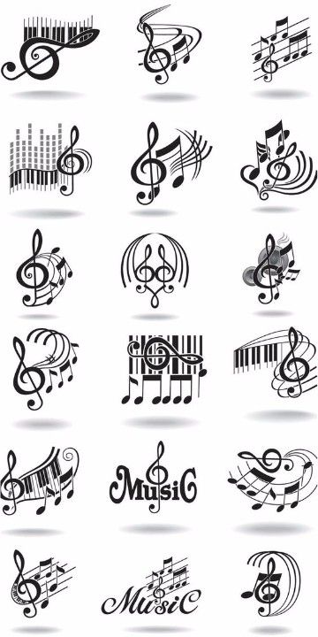 Las mas tradicionales imagenes de notas musicales para tatuajes son los pictogramas de sol y la, estos suelen representar la pasión por el arte musical. Musical Symbols, Music Doodle, Art Musical, Not Musik, Music Tattoo Designs, Note Tattoo, Drawing Hands, Music Drawings, Music Symbols