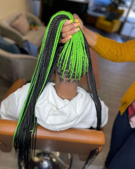 $$ pretty.bandzz🖤 in 2022 | Weave hairstyles braided, Protective hairstyles braids, Cute box braids hairstyles Green Pickaboo Braids, Shego Braids, Lime Green Braids, Braided Protective Hairstyles, Green Peekaboo Braids, Green Knotless Braids, Peekaboo Box Braids, Peekaboo Knotless Braids, Weave Hairstyles Braided