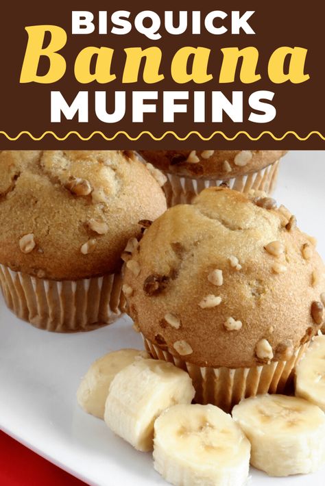 Bisquick Banana Muffins, Bisquick Muffins, Carbquik Recipes, Banana Muffins Recipe, Baked Desserts, Hearty Snacks, Banana Muffin, Homemade Banana Bread, Pancake Muffins