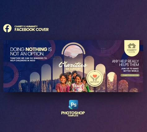 Charity House Facebook Cover Template PSD Facebook Cover Graphic Design, Charity Banner Design, Facebook Cover Page Design Ideas, Facebook Cover Design Inspiration, Banner Design Inspiration Creative, Cover Photo Ideas Facebook, Facebook Page Cover Photo Design, Fb Page Cover Photo, Facebook Cover Design Ideas