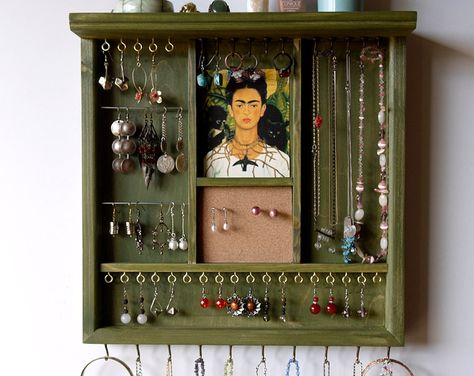 Browse unique items from FineArtHolders on Etsy, a global marketplace of handmade, vintage and creative goods. Jewelry Storage Wall, Diy Earring Holder, Earrings Display, Jewellery Holder, Necklace Storage, Vintage Jewelry Crafts, Jewelry Organizer Diy, Ornament Hooks, Earring Organizer