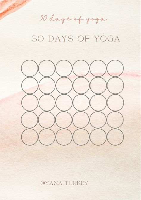 Yoga Journal Printable, 30 Day Tracker, Yoga Tracker, Free Printable Tracker, Habit Tracker Printable Monthly, 30 Day Habit Tracker, 30 Days Of Yoga, Yoga Planner, Yoga Printable