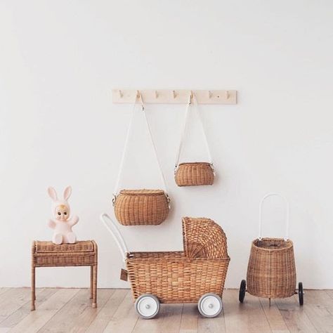 Diy Storage Drawers, Basket Aesthetic, Kids Bedroom Storage, Doll Stroller, Olli Ella, Beautiful Wooden Boxes, Baby Stroller, Baby Bedroom, Rattan Furniture