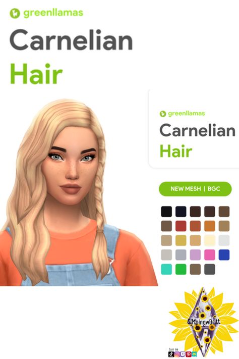 Greenllamas Sims 4 Hair, Greenllamas Cc, Sims 4 Cc Greenllamas, Green Llama Sims 4 Cc, Sims4 Cc, Sims Mods, Sims 4 Cc, Sims Cc, The Sims