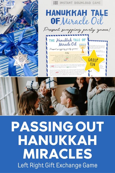 Passing Out Miracles: A Hanukkah Left Right Gift Exchange! – Print GoGo Story Of Hanukkah, Hanukkah Games, Hanukkah Activities, Left Right Game, Trivia Quiz Questions, Hanukkah Activites, Hannukah Gift, Gift Games, Old Fashioned Games