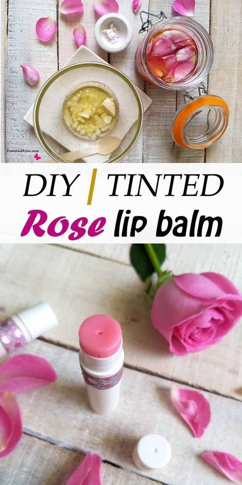 Tinted Lip Balm Recipe, Lip Balm Recipe, Diy Lip Balm Recipes, Lip Care Diy, Moisturized Lips, Shea Butter Lip Balm, Balm Recipe, Rose Lip Balm, Homemade Deodorant