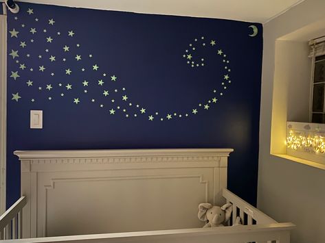 Nursery Star Ceiling, Star Painted Ceiling Bedrooms, Blue Wall With Stars, Star Wall Decals Nursery, Star Wall Decals, Custom Vinyl, Dorm Room Decor, Vinyl Wall Decals, Vinyl Wall