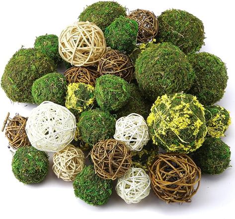 Amazon.com: Yunsailing Set of 36 Natural Green Moss Decorative Balls for Centerpiece Bowls and Vine Wicker Balls, Handmade, Ball Moss Vase Fillers, Christmas Garden Home Wedding Party Decoration, 3 Sizes : Home & Kitchen Potpourri Decor, Moss Vase, Centerpiece Bowls, Centerpiece Filler, Potpourri Decoration, Aromatherapy Accessories, Decorative Balls, Centerpiece Christmas, Summer Craft