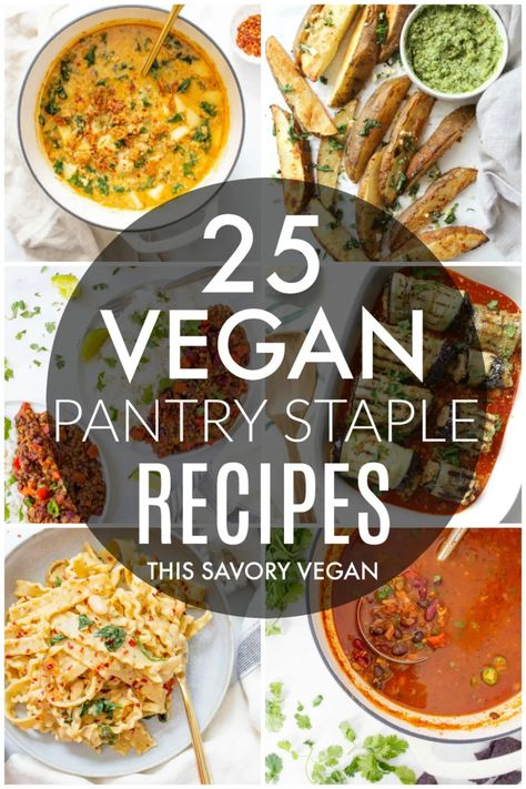 Vegan Pantry Staples, Staple Recipes, Pantry Meals, Pantry Recipes, Dessert Snacks, Vegan Enchiladas, Vegan Pantry, Dinner Vegan, Simple Pantry