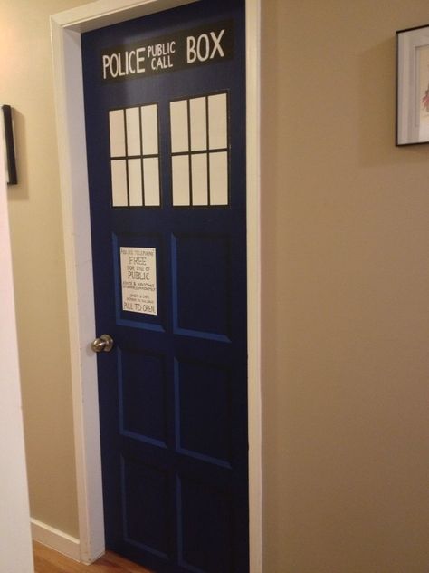 My dad told me that I could do this to my bedroom door, and I want to...but I'm kind of too cheap and lazy to do it. Diy Bedroom Door, Tardis Door, Bedroom Door Design, Diy Bedroom, Wibbly Wobbly Timey Wimey Stuff, Bedroom Door, Timey Wimey Stuff, Bedroom Doors, Diy Door