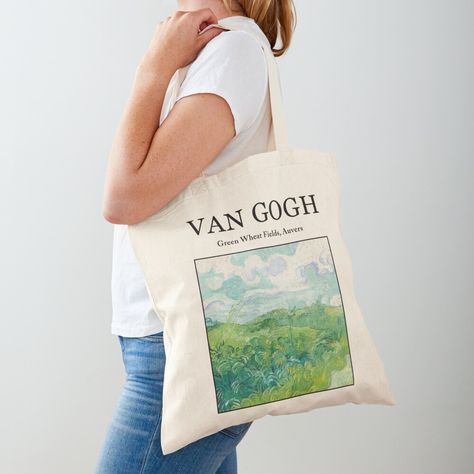 "Vincent Van Gogh Green Wheat Fields" Tote Bag by ind3finite | Redbubble Monet Agapanthus, Claude Monet Water Lilies, Monet Water Lilies, Art Tote Bag, Cute Canvas, Woven Tote Bag, Gifts For An Artist, Reusable Grocery Bags, Floral Vintage