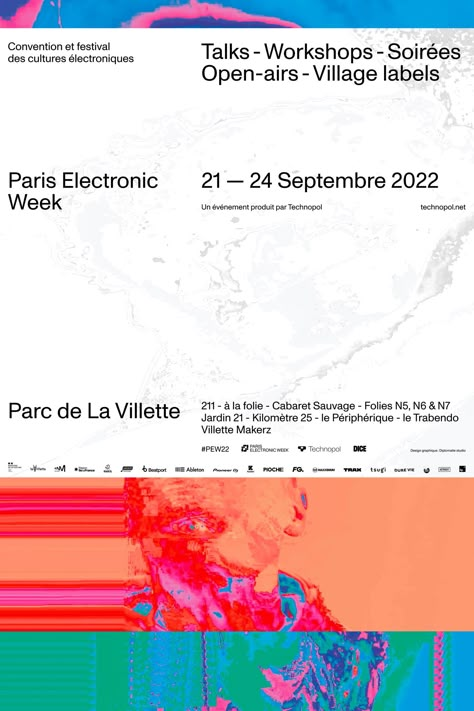 Parisian creative practice Diplomatie Studio, founded by Léo Marsal and Florian Brennemann, have channelled a kaleidoscopic collision of colour, movement and music within the identity of Paris Electronic Week 2022, celebrating its 10th anniversary. Dynamic, emotive and chromatic, the musical festival’s brand fits effortlessly alongside its featured music. #branding #musicfestival #identity #graphicdesign #design #graphic #brand #identitydesign #inspiration #typography Festival Brand Identity Design, Festival Branding Design Visual Identity, Festival Identity Design, Festival Brand Identity, Noise Gradient, Music Feeling, Electronic Music Poster, Music Branding, Coke Studio