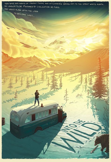 Into the Wild by Pete Lloyd - Home of the Alternative Movie Poster -AMP- Drawn Landscapes, Christopher Mccandless, Japan Illustration, Adventure Movie, Film Poster Design, Movie Posters Design, Movie Posters Minimalist, Alternative Movie Posters, Background Art