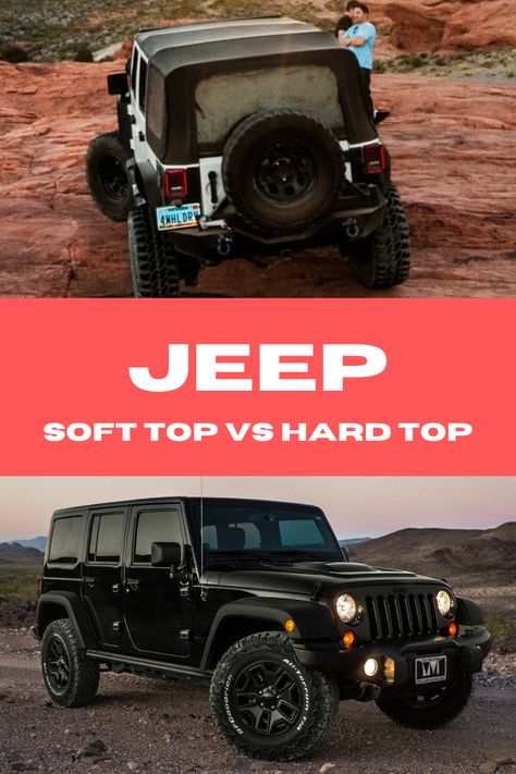 One of the core decisions you'll have to make when buying a Jeep Wrangler is if you should go with a soft-top or hardtop. Each come with their fair share of pros and cons. Jeep Soft Top, Jeep Wrangler Tops, Jeep Builds, Jeep Wrangler Soft Top, Soft Tops, Pros And Cons, Jeep Wrangler, Jeep, Suv Car