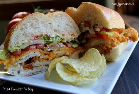 Flounder Sandwich, Red Pepper Aioli, Peppered Bacon, Pickle Pizza, Fried Flounder, Pickle Appetizers, Green Beans Recipe, Cajun Cooking, Homemade Pickles