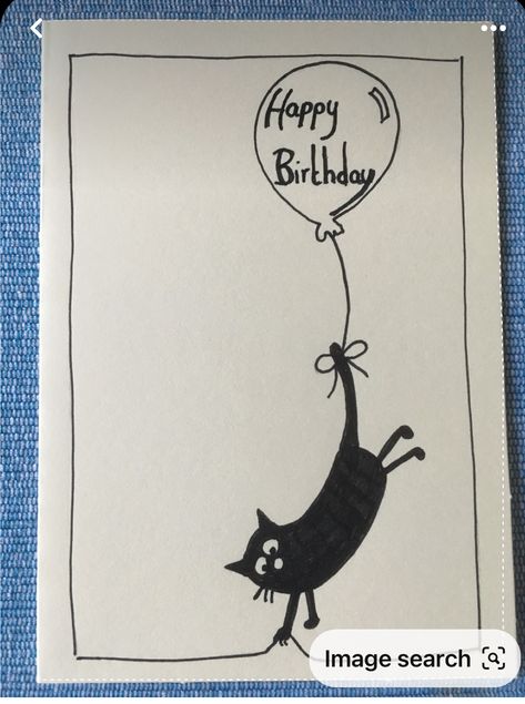 Diy Cat Birthday Cards, Cat Birthday Card Ideas, Bday Cards Diy Creative, Creative Birthday Cards, Art And Craft Ideas, Watercolor Birthday Cards, Aesthetic Diy, Birthday Card Drawing, Birthday Card Craft