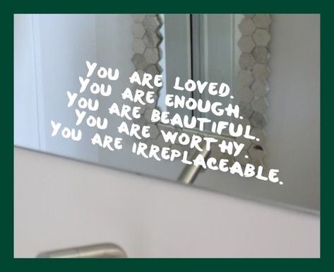 Motivation Mirror, Mirror Motivation, Affirmation Mirror, Wall Sayings, Mirror Magic, Mirror Quotes, Glitter Mason Jars, Feather Wallpaper, Circuit Ideas