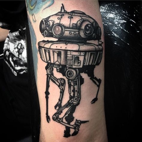 Tyler K Droid Tattoo, Imperial Droid, Probe Droid, Tattoo Apprentice, Star Wars Tattoo, R Tattoo, Professional Tattoo, Tattoo Model, Life Tattoos