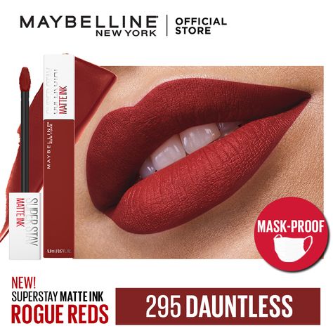 Maybelline Red Lipstick, Maybelline Lipstick Swatches, Maybelline Lipstick, Red Liquid Lipstick, Maybelline Makeup, Lipstick Kit, Lip Makeup Tutorial, Maybelline Super Stay, Lips Shades